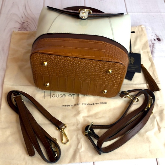 NWT House of Harlow 1960 Cream & Brown Stud Embellished Crossbody/Bag Backpack main image 6